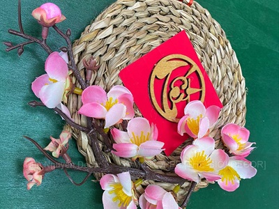 Vòng treo cửa Tết Lục Bình Mai Đào [3 Kiểu] ĐK16cm VTC-T-50